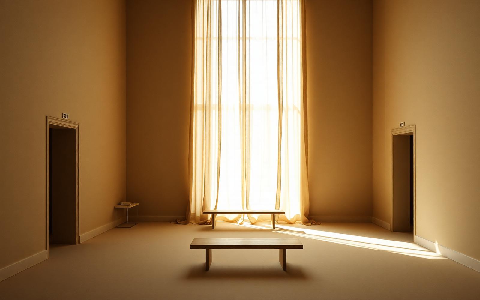 A quiet interior filled with warm natural light